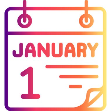 1 Ocak takvim simgesi, vektör illüstrasyonu               