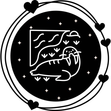 Deniz aygırı simgesi vektör çizimi