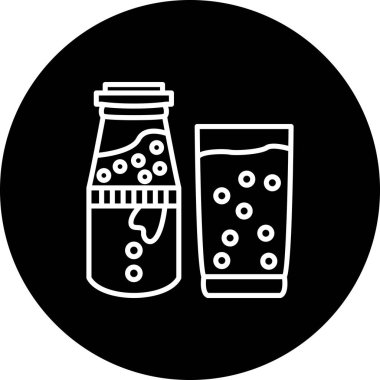 Baloncuklarla dolu şişe ve bardak.