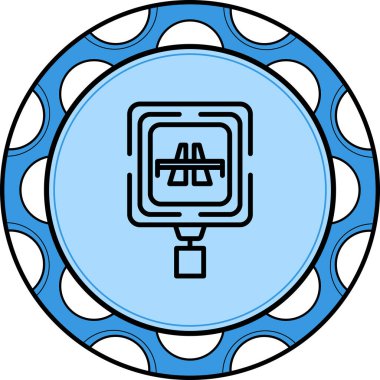 Kare dizaynlı mavi dairesel simge