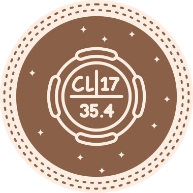 Klor sembolü, periyodik tablonun kimyasal elementi, vektör simgesi