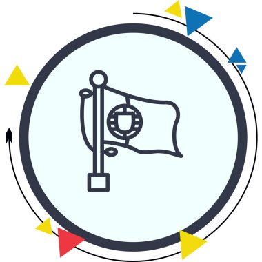 Dairesel bir arkaplan karşısında bayrak direğinde Portekiz bayrağı