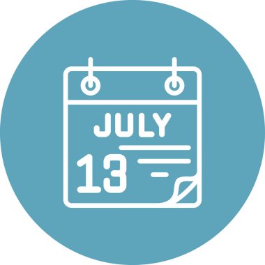 13 Temmuz takvim simgesi tasarımı, vektör illüstrasyonu            