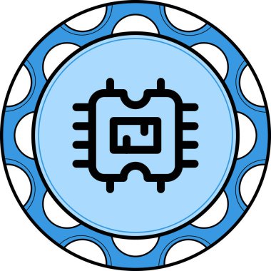 Devre kartlı mikroçip simgesi. Doğrusal ve siluet biçimi.