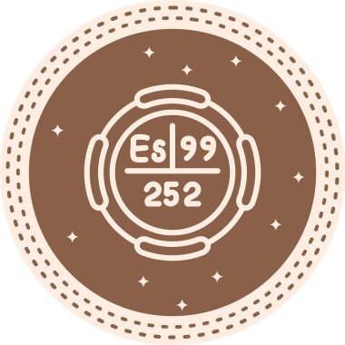 Einsteinium sembolü, periyodik tablonun kimyasal elementi, vektör simgesi