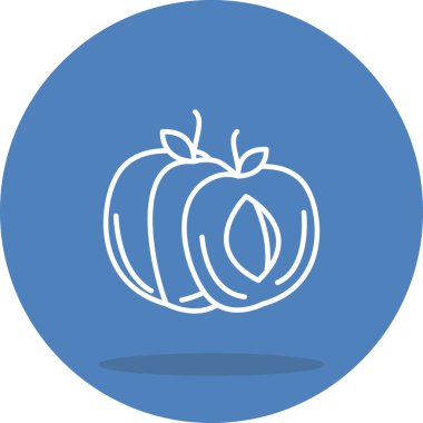 Mavi üzerine iki elmanın basit çizgisi