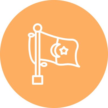 Cezayir bayrağı. Merkezi hilal şeklinde bir bayrak direği ve ışık eğimli bir arkaplanda bir yıldız sergilenir..