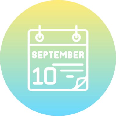 10 Eylül takvim simgesi, vektör illüstrasyonu          