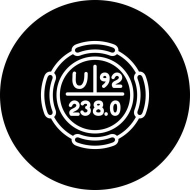 Uranyum sembolü, periyodik tablonun kimyasal elementi, vektör simgesi