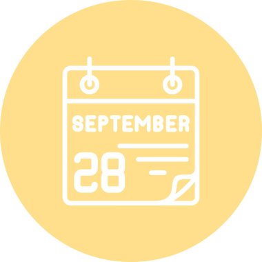 28 Eylül takvim simgesi, vektör illüstrasyonu          