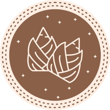 Dairesel tasarımda iki dekoratif yaprak