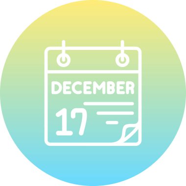 17 Aralık takvim simgesi, basit biçim vektör illüstrasyonu           