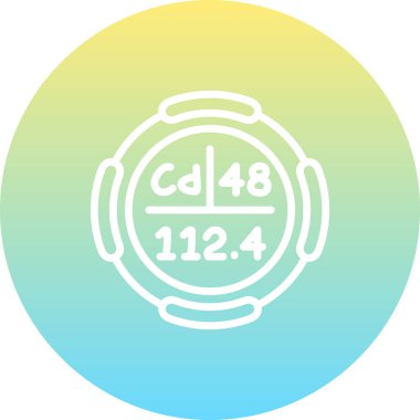 Kadmiyum sembolü, periyodik tablonun kimyasal elementi, vektör simgesi