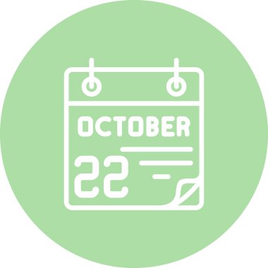 22 Ekim takvim simgesi, vektör illüstrasyonu                