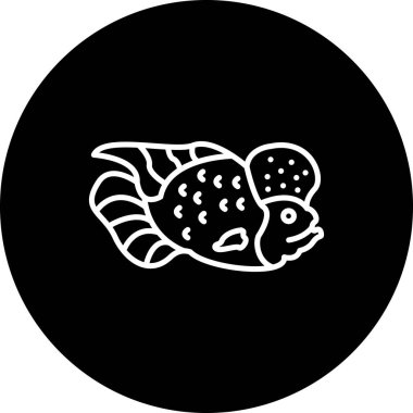 Çiçek boynuzu balığının minimalist çizimi uygulamalar için uygun katı bir daire şeklinde merkezlenmiştir..