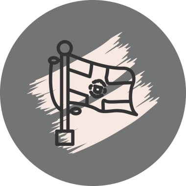 Dominik Cumhuriyeti bayrağını bayrak direğinde dairesel bir arkaplanda sallıyor.