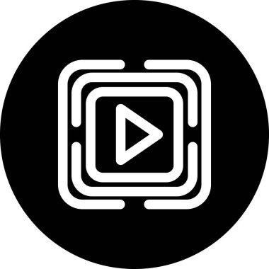 Çember arkaplanındaki kare Çerçeve içerisinde oynat düğmesi