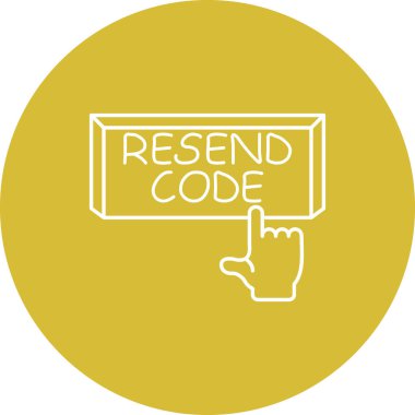 simple icon features hand clicking rectangular button with resend code text to represent security verification and digital authentication.
