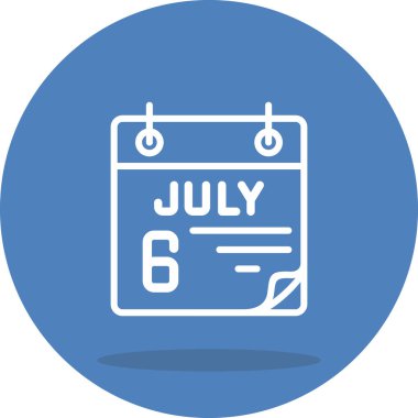 6 Temmuz takvim simgesi tasarımı, vektör illüstrasyonu            