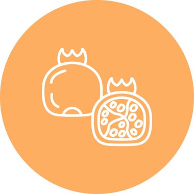 İki nar, biri taçlı, biri yarıya bölünmüş. Birçok iç tohumu ortaya çıkarıyor.