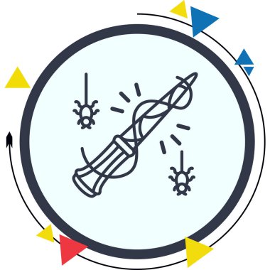 Soyut şekillerle çevrili stilize kalem