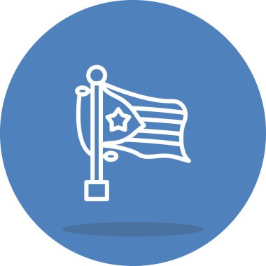 Bayrak direğindeki Porto Riko bayrağını yumuşak bir gölgeyle beyaz bir arkaplanda sallıyor..