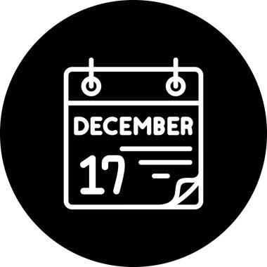 17 Aralık takvim simgesi, basit biçim vektör illüstrasyonu           