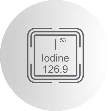İyot sembolü, periyodik tablonun kimyasal elementi, vektör simgesi