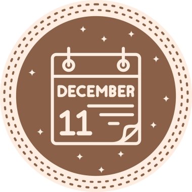 11 Aralık takvim simgesi, basit biçim vektör illüstrasyonu           