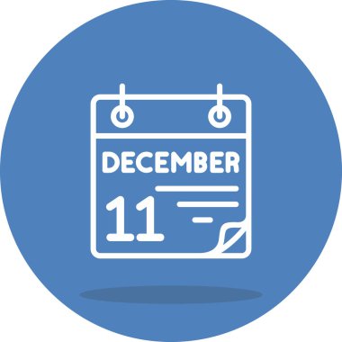 11 Aralık takvim simgesi, basit biçim vektör illüstrasyonu           