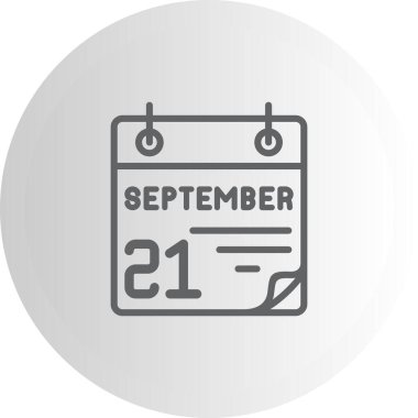 21 Eylül takvim simgesi, vektör illüstrasyonu          