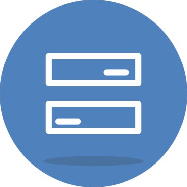 İki yatay dikdörtgen çubuk dairesel çerçeve içinde dikey olarak istiflenmiştir, eşitliği ve matematiksel dengeyi sembolize eder.