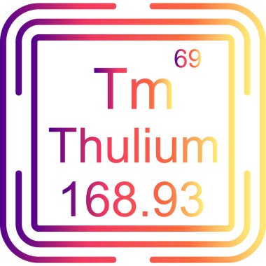Thulium sembolü, periyodik tablonun kimyasal elementi, vektör simgesi