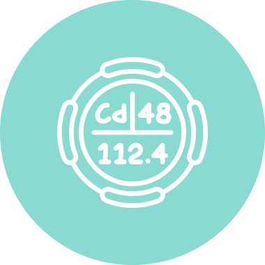 Kadmiyum sembolü, periyodik tablonun kimyasal elementi, vektör simgesi