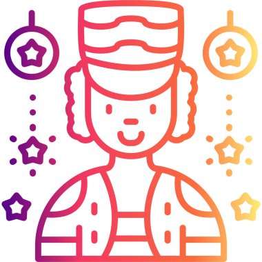 Şen şakrak giyinen renkli çizgi film karakteri