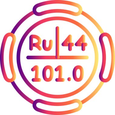 Rutenyum sembolü, periyodik tablonun kimyasal elementi, vektör simgesi