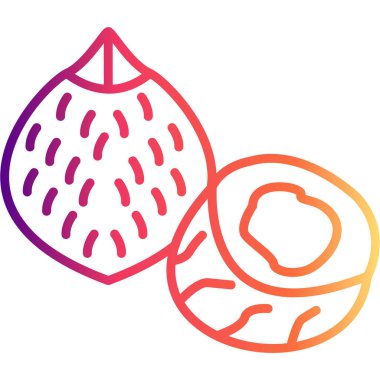 İki stilize edilmiş hindistan cevizi, bir bütün ve bir yarım.