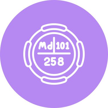 Mendelevyum sembolü, periyodik tablonun kimyasal elementi, vektör simgesi