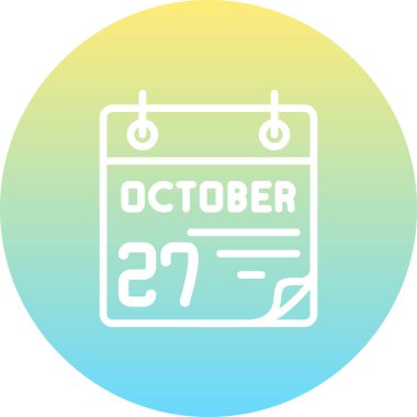 27 Ekim takvim simgesi, vektör illüstrasyonu                