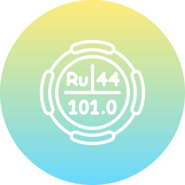 Rutenyum sembolü, periyodik tablonun kimyasal elementi, vektör simgesi