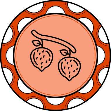 Dala asılı iki stilize meyve