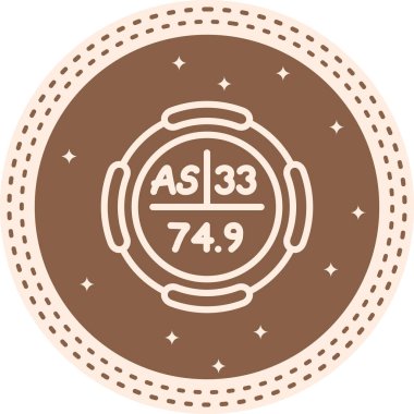 Arsenik sembolü, periyodik tablonun kimyasal elementi, vektör simgesi