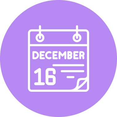 16 Aralık takvim simgesi, basit biçim vektör illüstrasyonu           