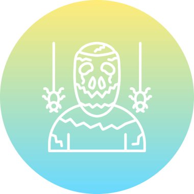 Örümceklerle takılan kafatası maskesi figürü.