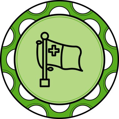 Merkezi haçlı bir bayrak direğinde Malta bayrağı ışık eğimli bir arkaplanda görüntülenir.