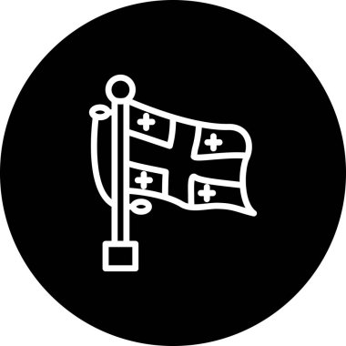 Gürcistan bayrağı, bayrak direğinde bir bayrak, orta büyüklükte bir haç ve her çeyrekte dört küçük haç gösteriliyor..