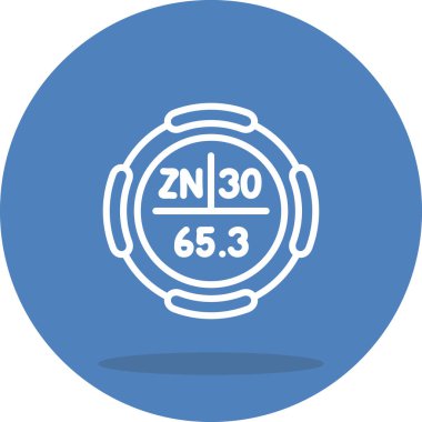 Çinko sembolü, periyodik tablonun kimyasal elementi, vektör simgesi