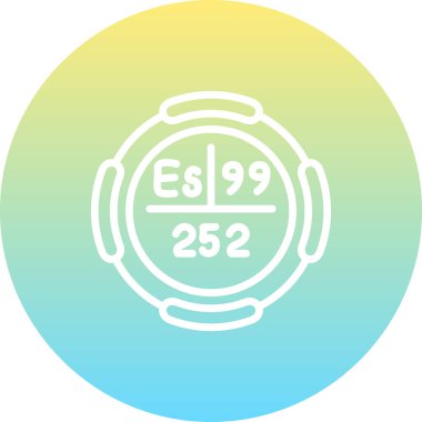 Einsteinium sembolü, periyodik tablonun kimyasal elementi, vektör simgesi