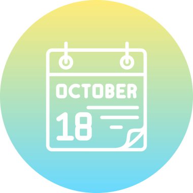 18 Ekim takvim simgesi, vektör illüstrasyonu                