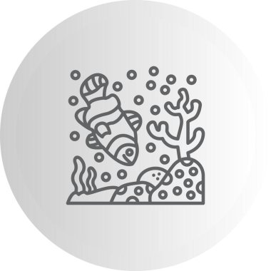 Beyaz arkaplanda küçük bir palyaço balığının çizgi tabanlı simgesi